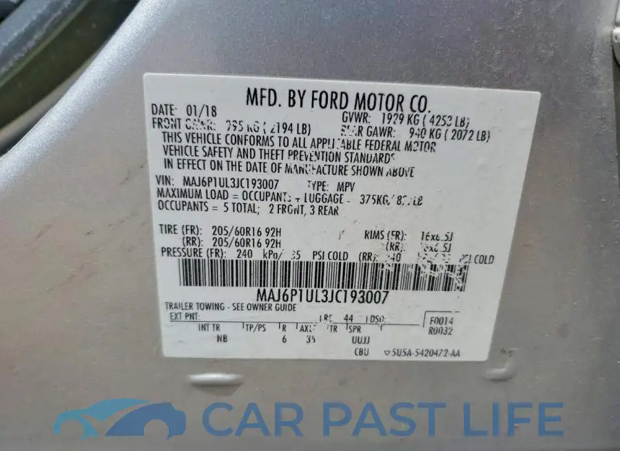 MAJ6P1UL3JC193007# 13