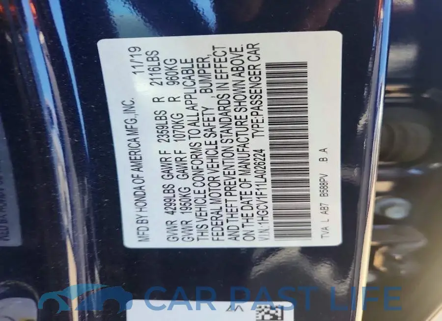 1HGCV1F11LA026224# 12