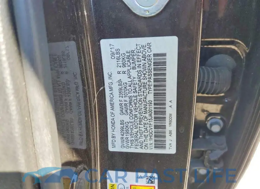 1HGCV1F15JA001193# 12