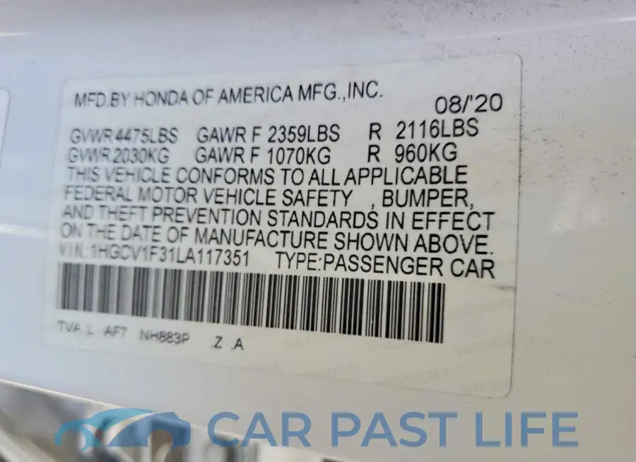 1HGCV1F31LA117351# 13