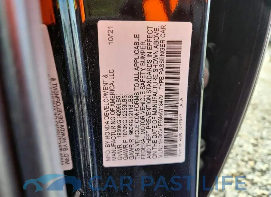 1HGCV1F56MA118479# 13