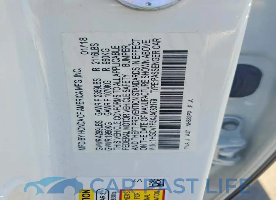 1HGCV1F5XJA083179# 12
