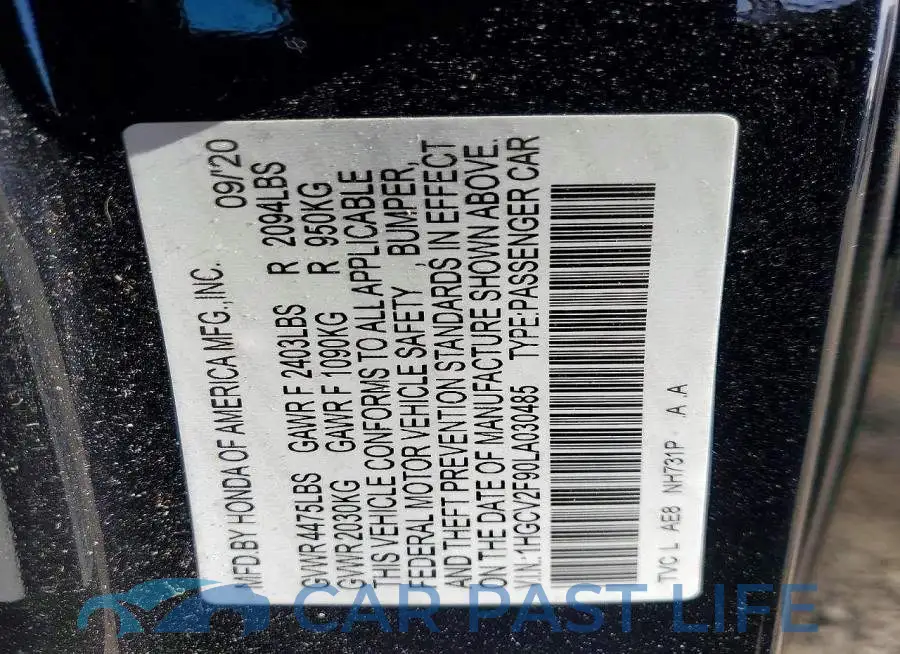 1HGCV2F90LA030485# 13
