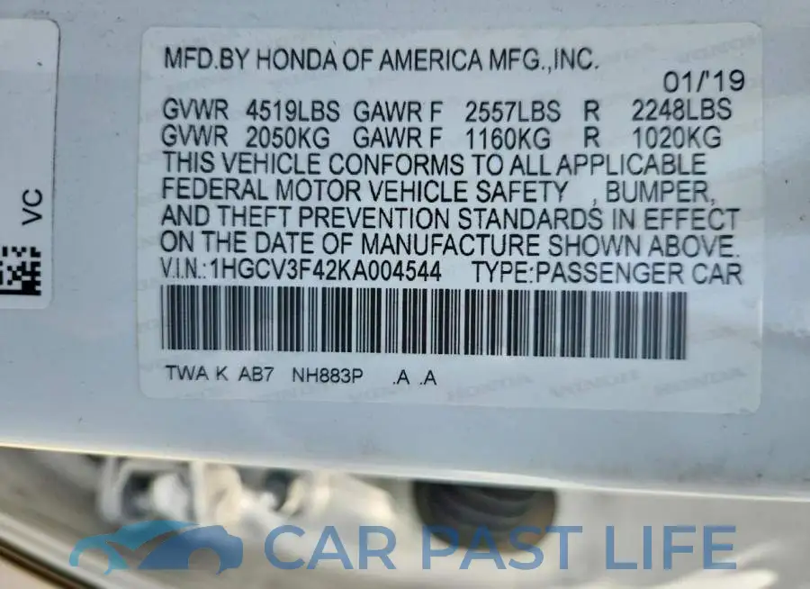 1HGCV3F42KA004544# 12