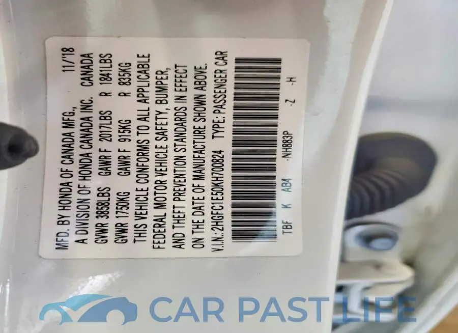 2HGFC1E50KH700824# 12