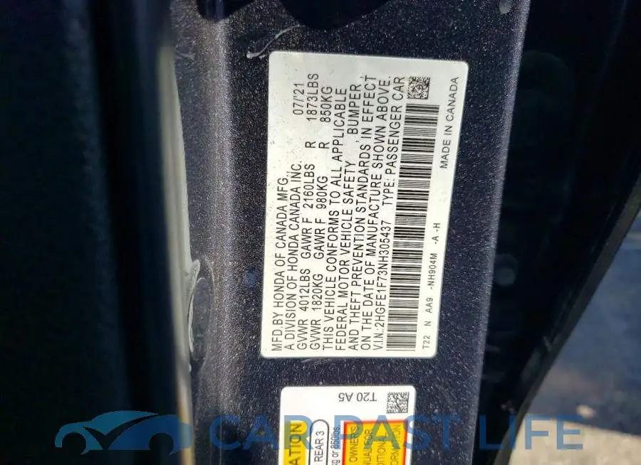 2HGFE1F73NH305437# 12