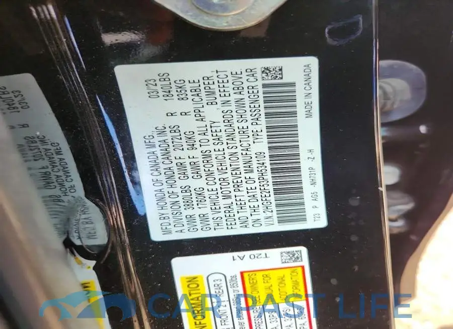 2HGFE2F53PH534109# 12