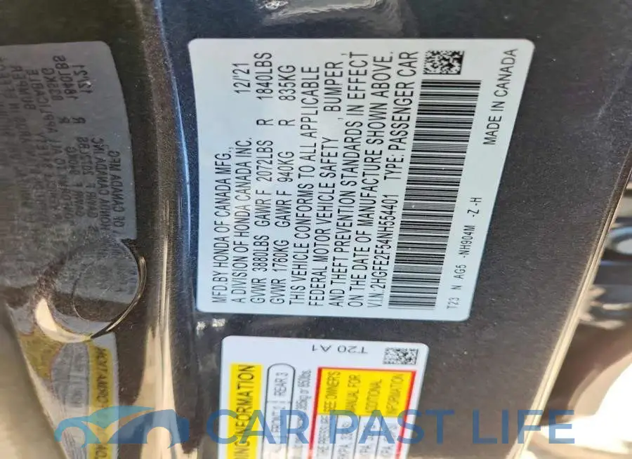 2HGFE2F54NH554401# 12