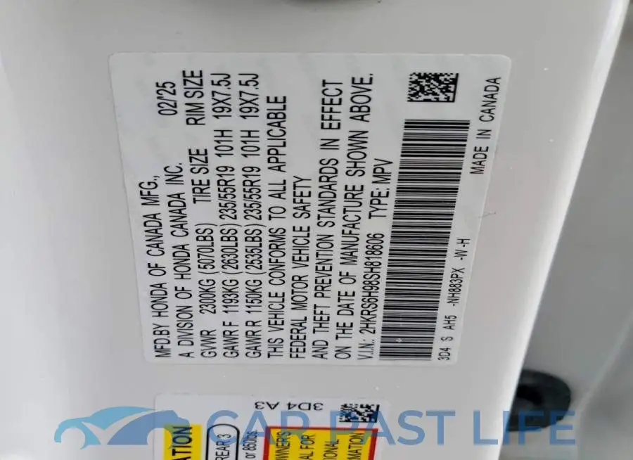 2HKRS6H98SH818606# 13