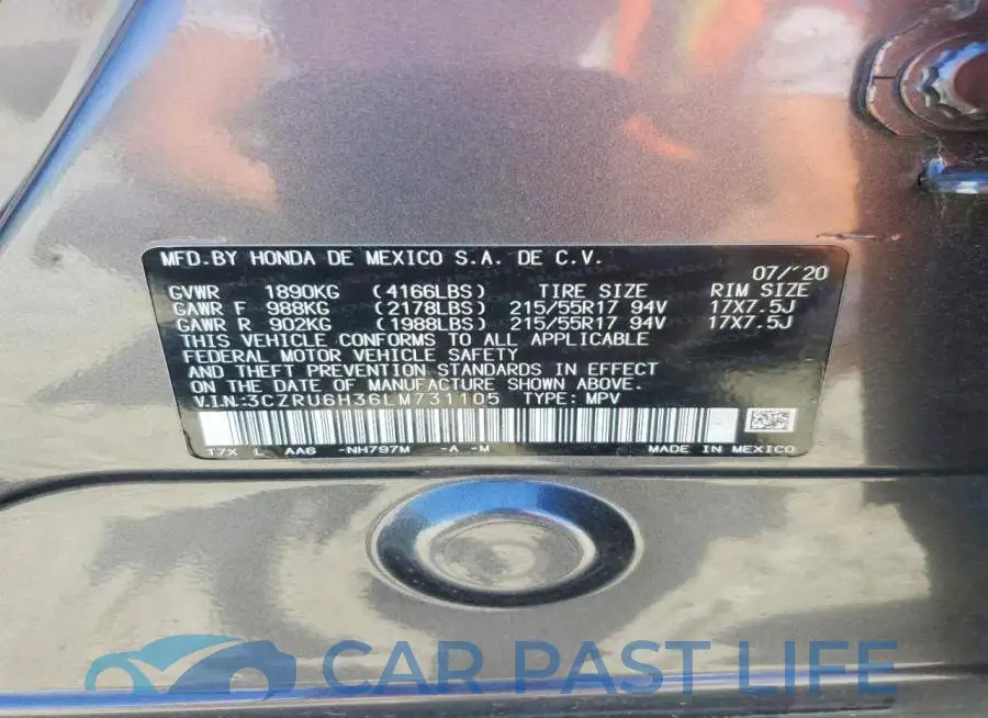 3CZRU6H36LM731105# 12