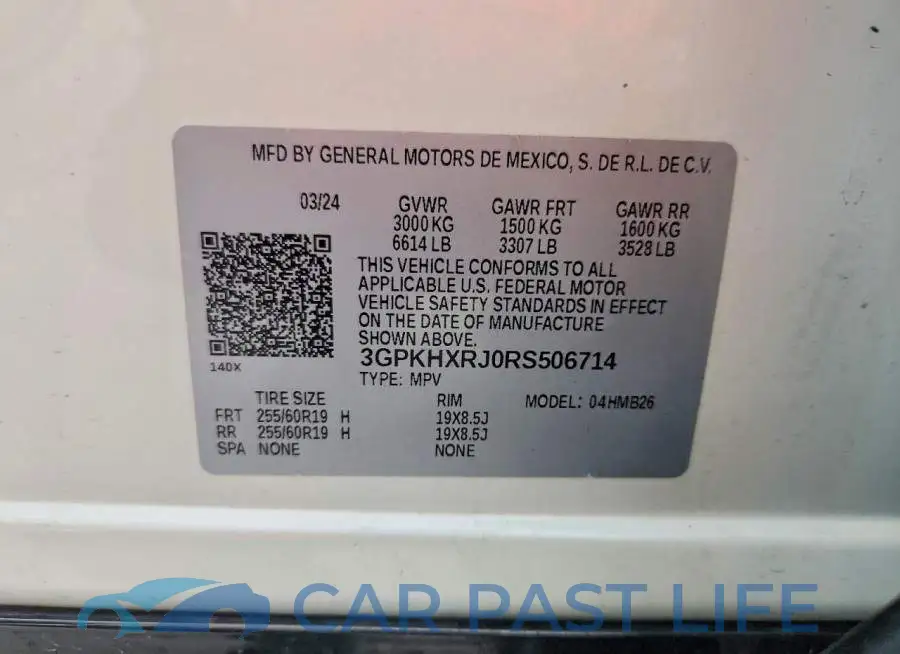 3GPKHXRJ0RS506714# 13