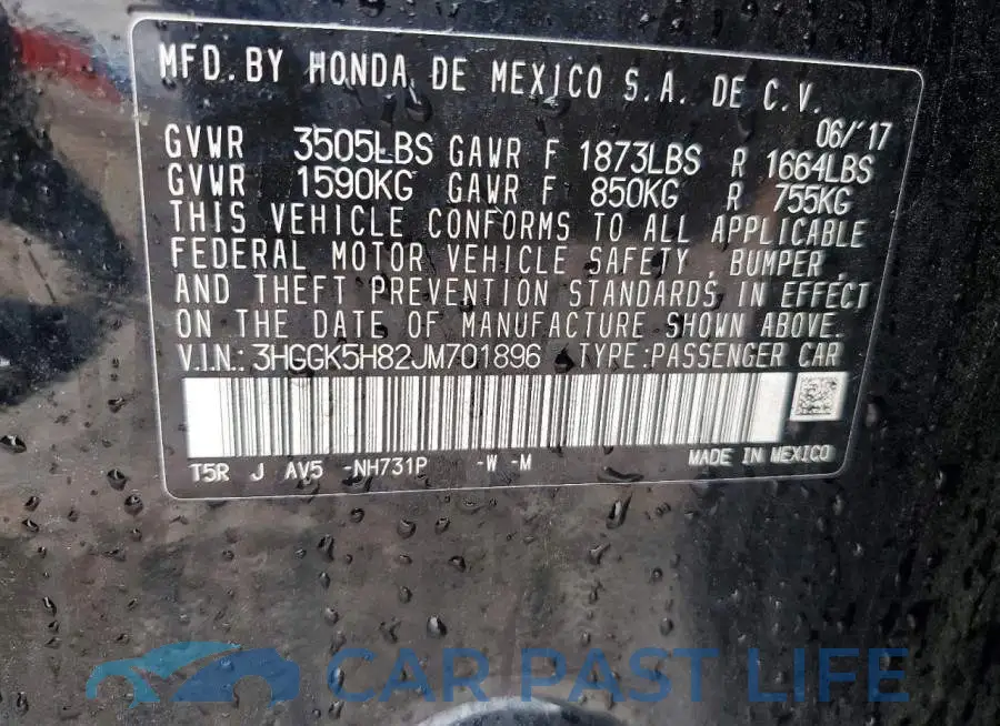 3HGGK5H82JM701896# 13