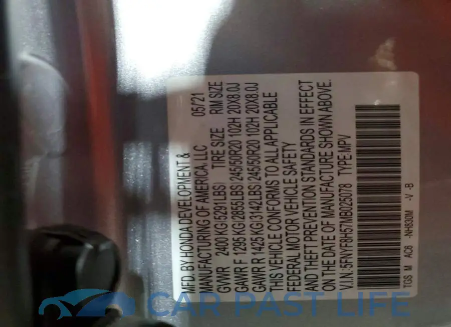 5FNYF8H57MB025078# 13