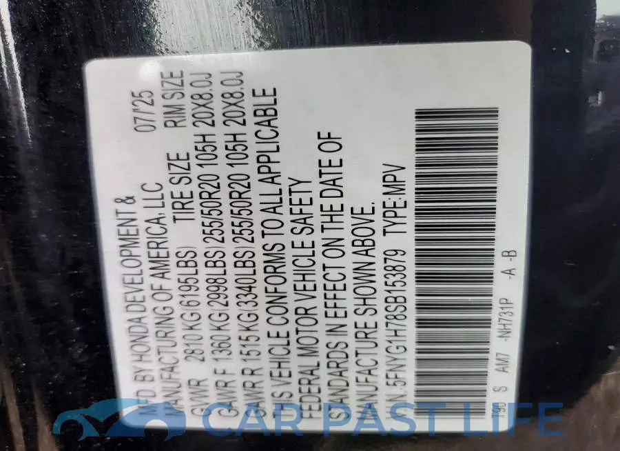 5FNYG1H78SB153879# 13