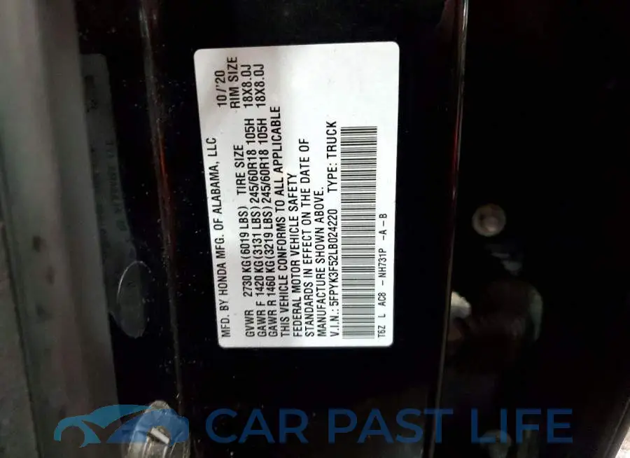 5FPYK3F52LB024220# 13