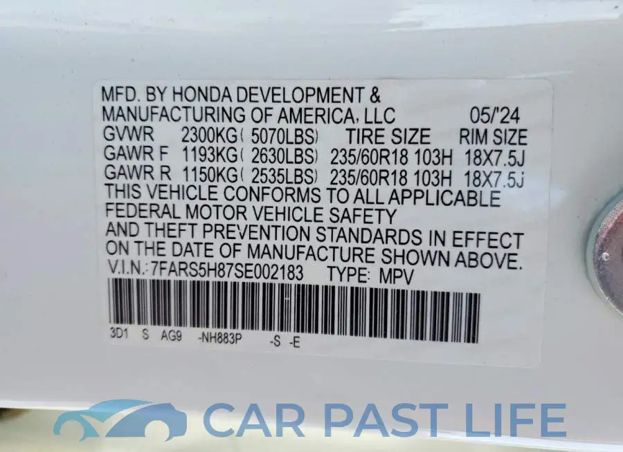 7FARS5H87SE002183# 12