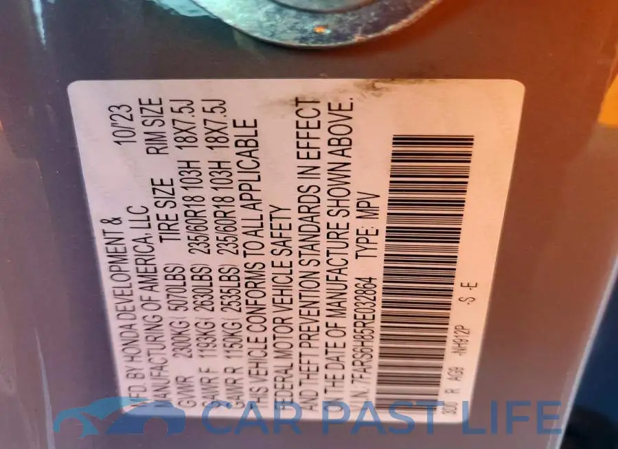 7FARS6H85RE032864# 13