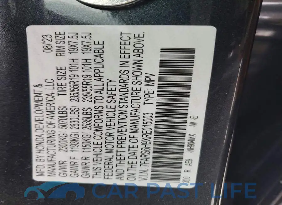 7FARS6H9XRE015003# 13
