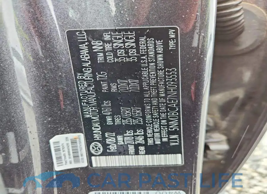 5NMJBCAE7NH093553# 13