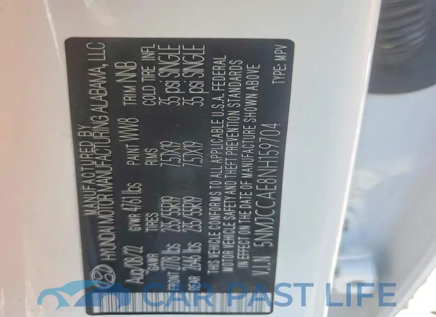 5NMJCCAE8NH159704# 13