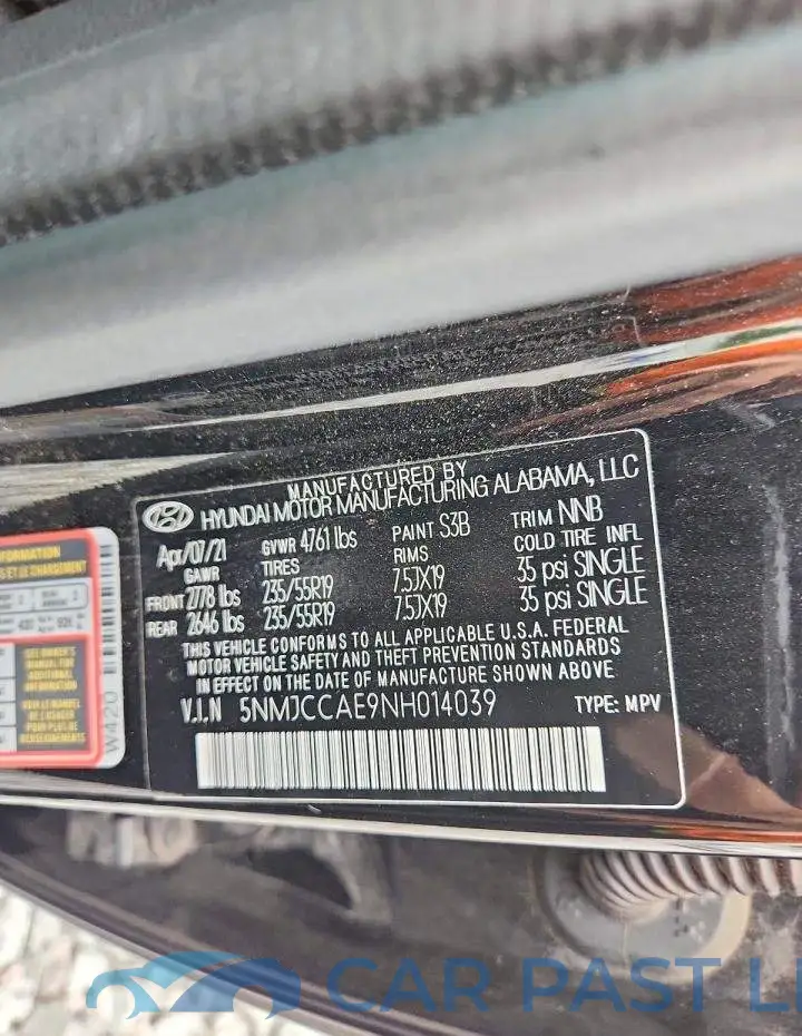 5NMJCCAE9NH014039# 13
