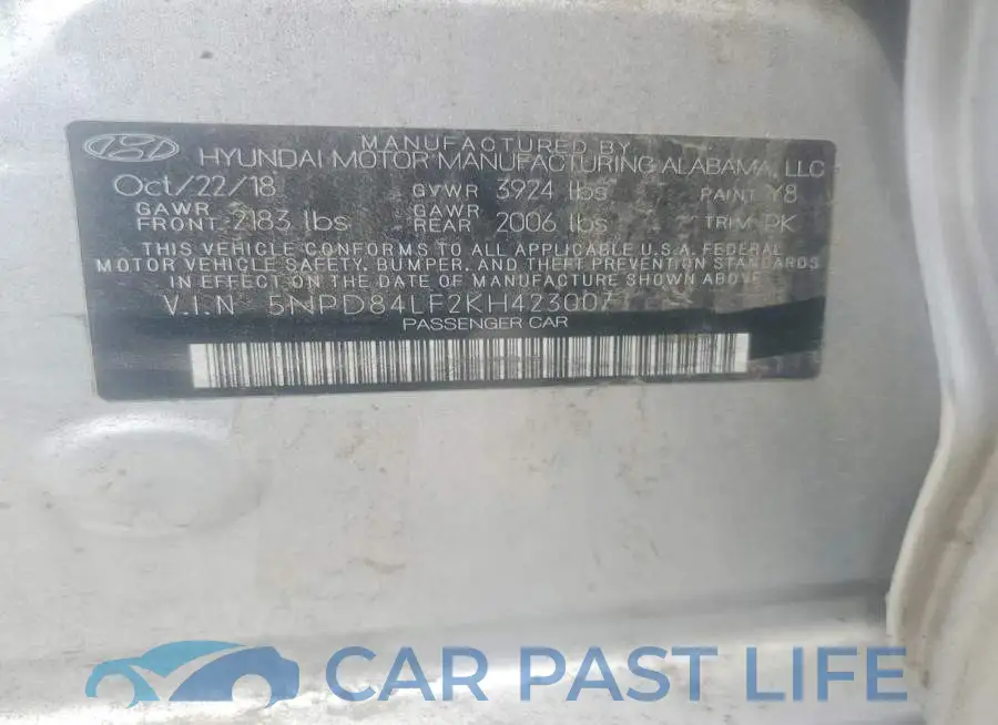 5NPD84LF2KH423007# 13