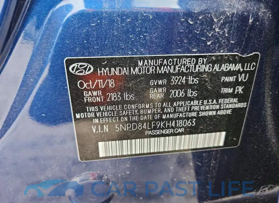 5NPD84LF9KH418063# 13