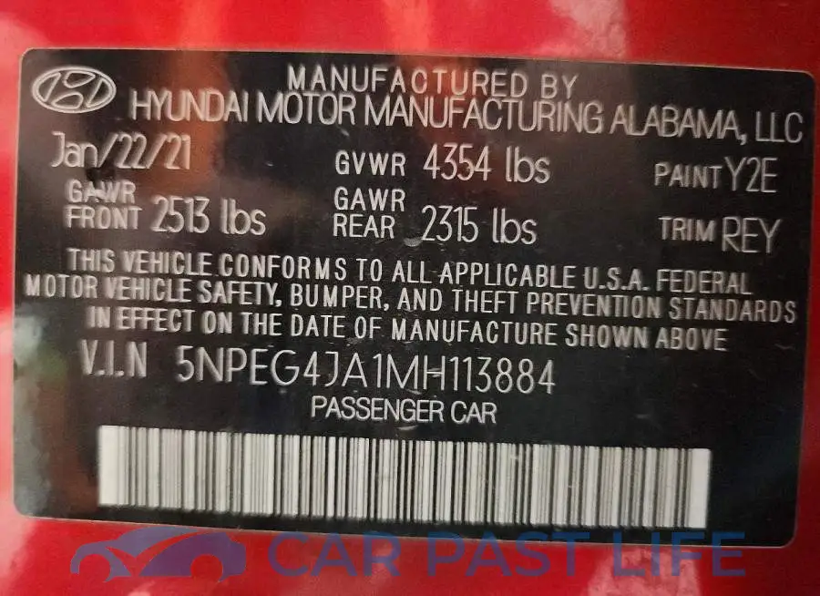 5NPEG4JA1MH113884# 12