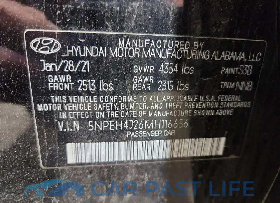 5NPEH4J26MH116656# 12