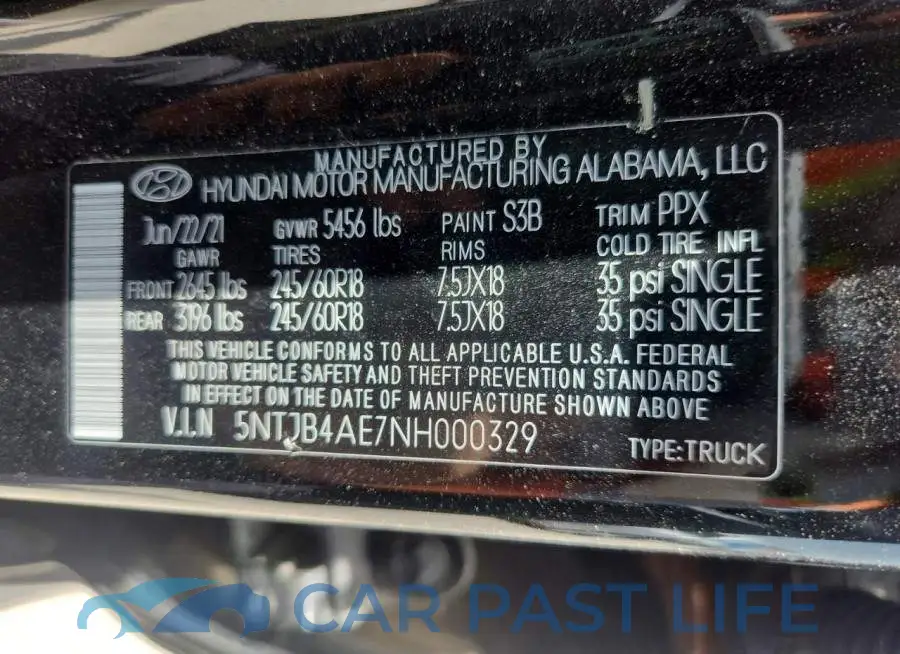 5NTJB4AE7NH000329# 12