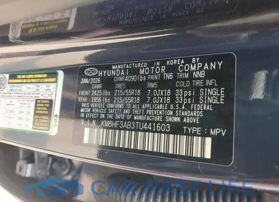 KM8HF3AB3TU441603# 13