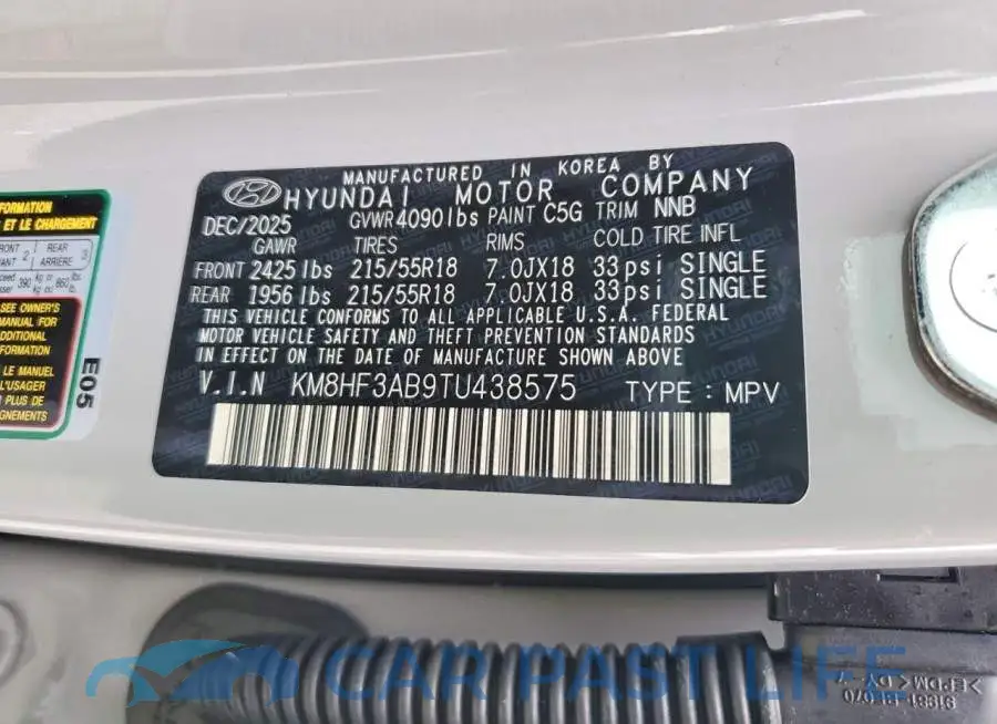 KM8HF3AB9TU438575# 13