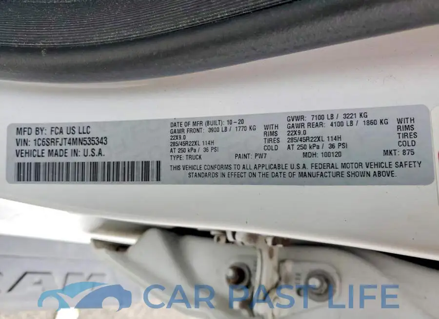 1C6SRFJT4MN535343# 12
