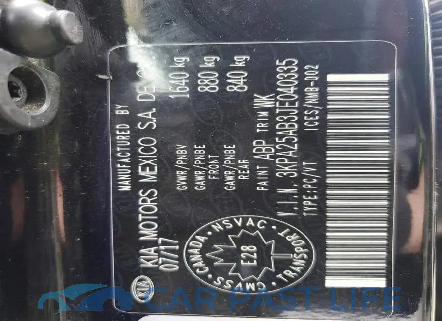 3KPA25AB3JE040335# 13