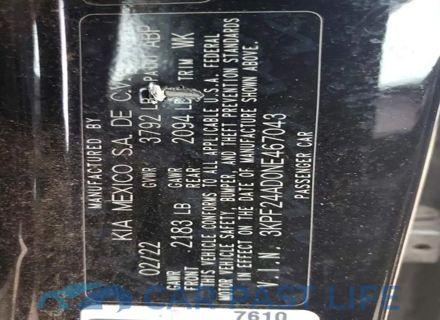 3KPF24AD0NE467043# 13