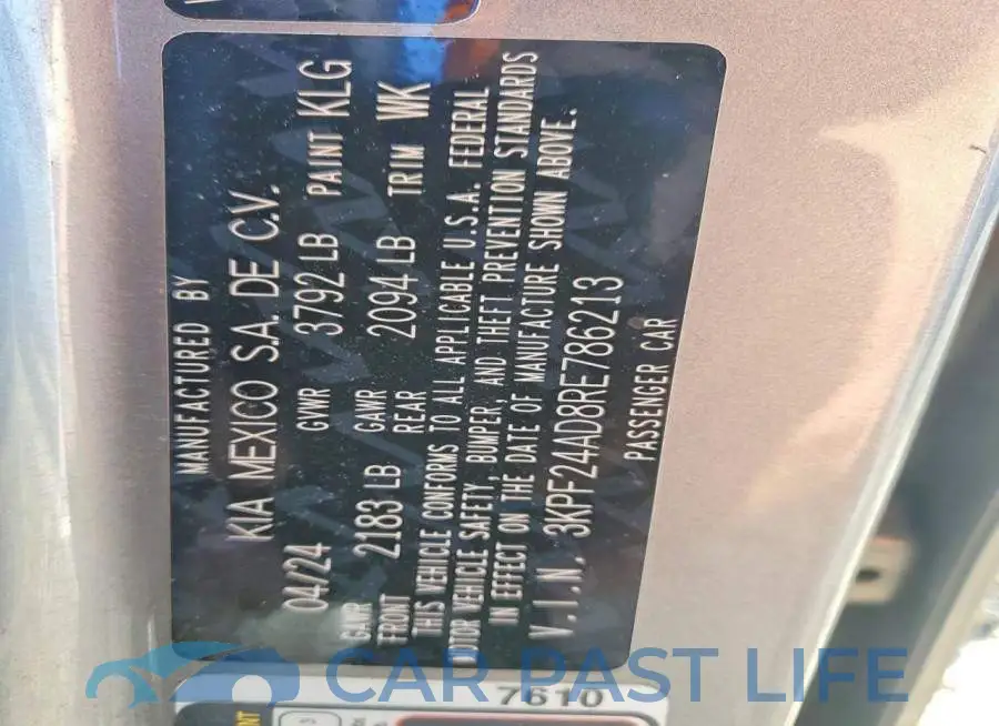 3KPF24AD8RE786213# 13