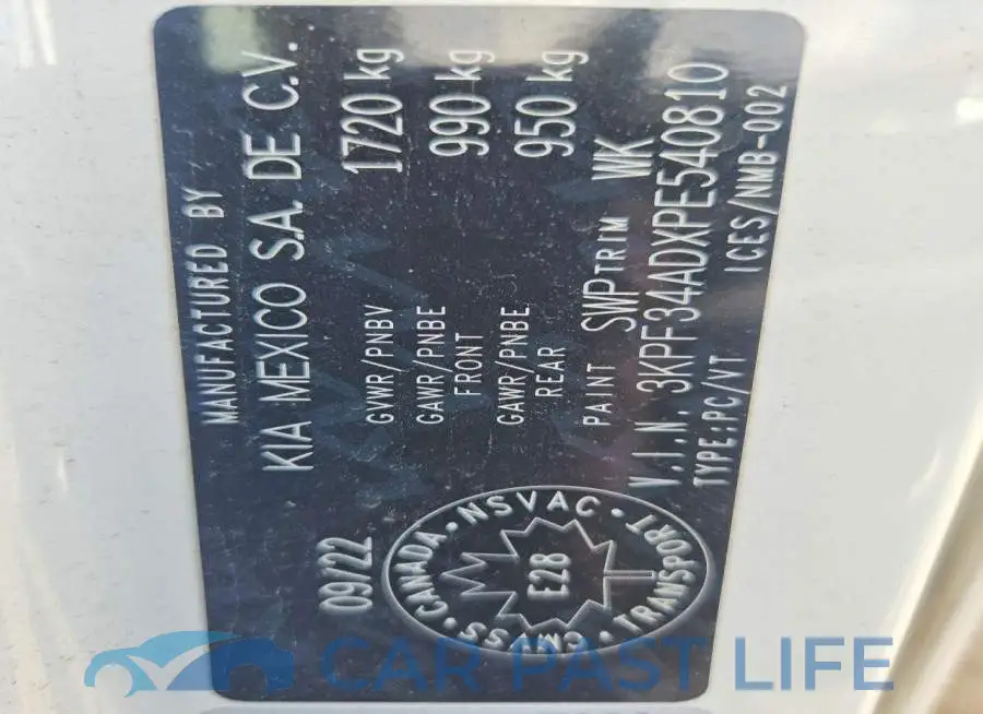 3KPF34ADXPE540810# 12
