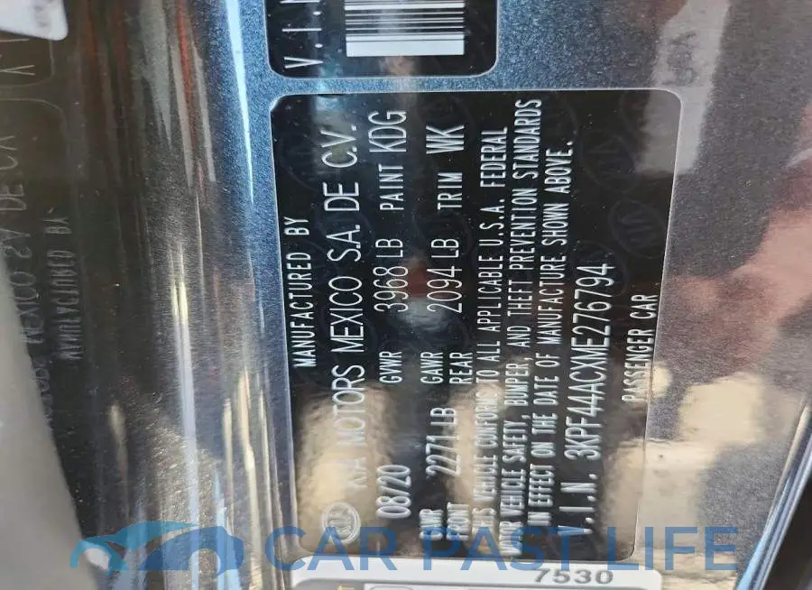 3KPF44ACXME276794# 12