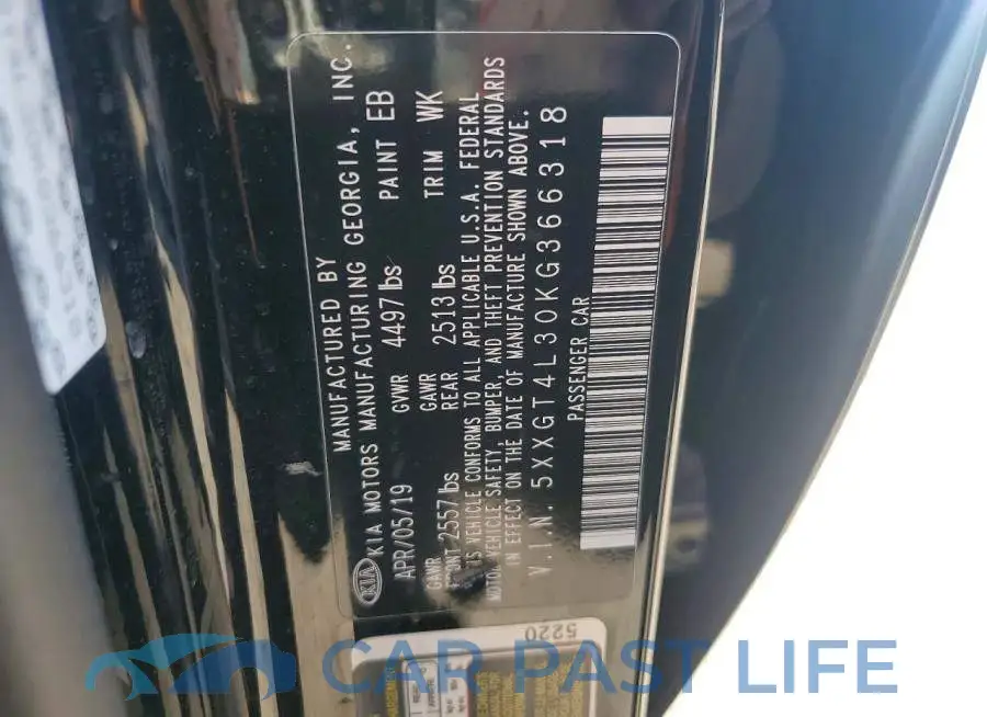 5XXGT4L30KG366318# 12
