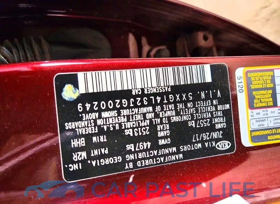 5XXGT4L32JG200249# 14