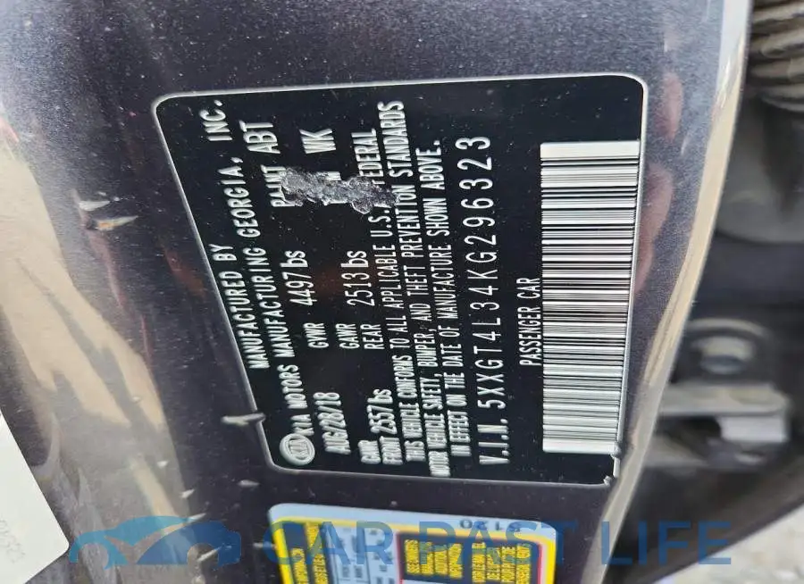 5XXGT4L34KG296323# 12