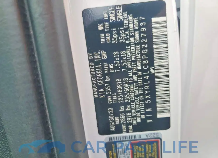 5XYRL4LC8PG227937# 13
