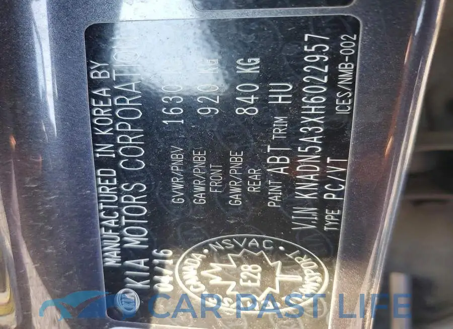 KNADN5A3XH6022957# 13
