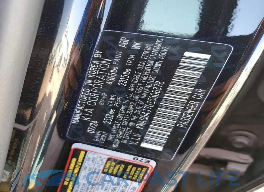 KNAG64J76S5306378# 13