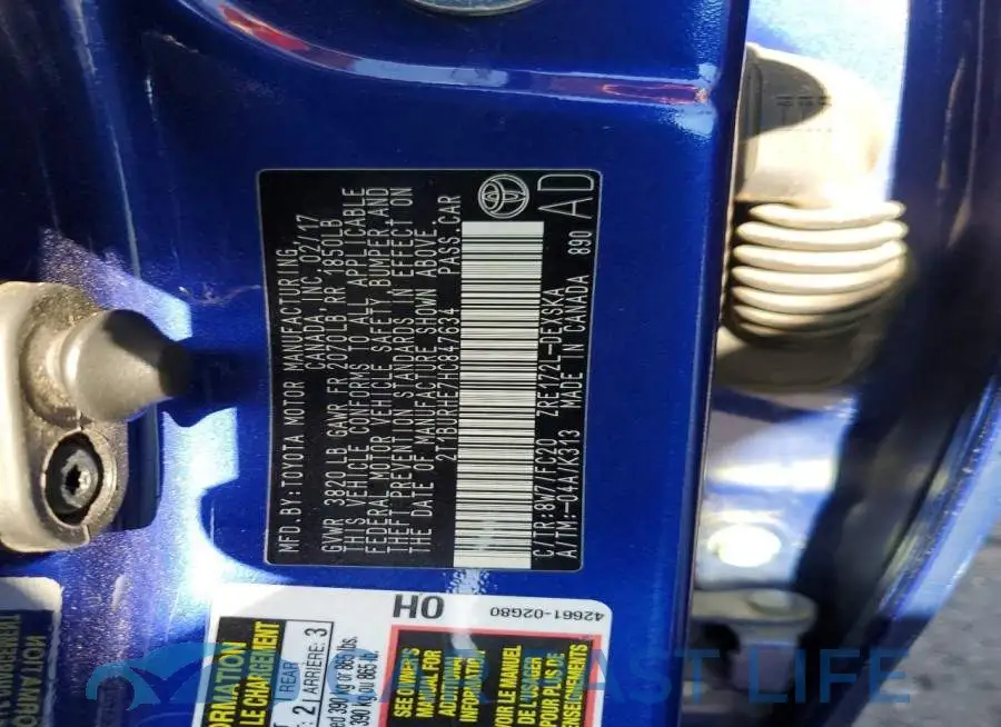 2T1BURHE7HC847634# 12