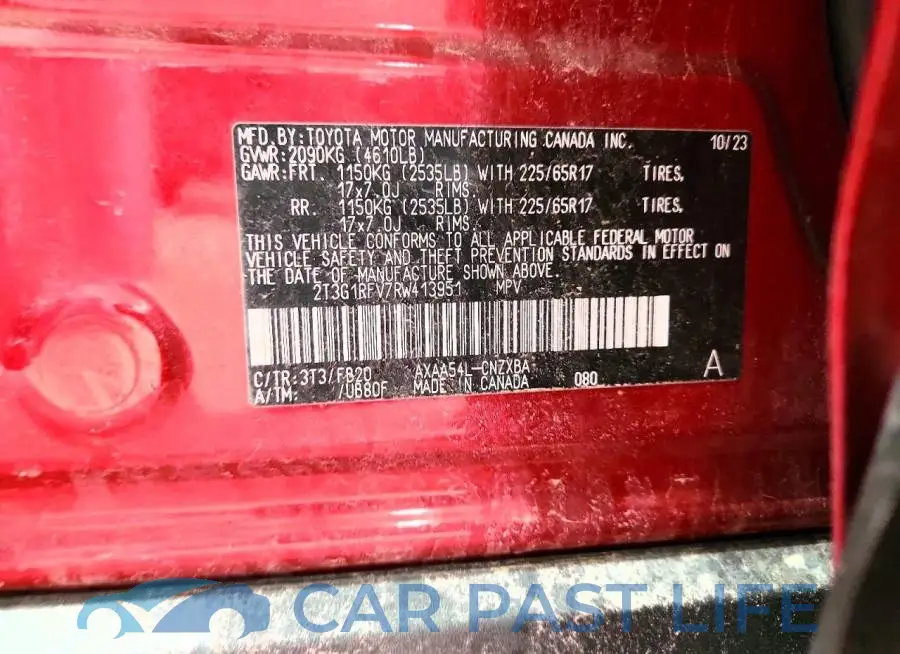 2T3G1RFV7RW413951# 13