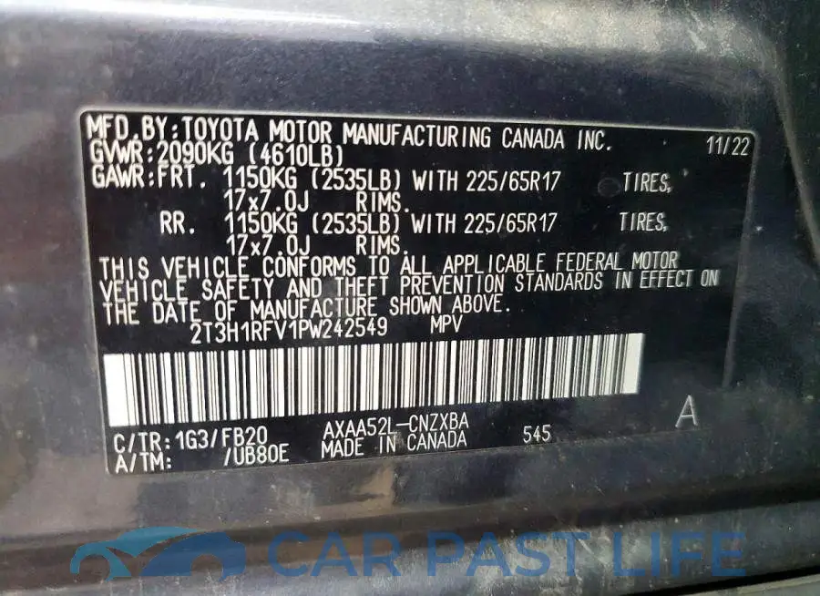 2T3H1RFV1PW242549# 13