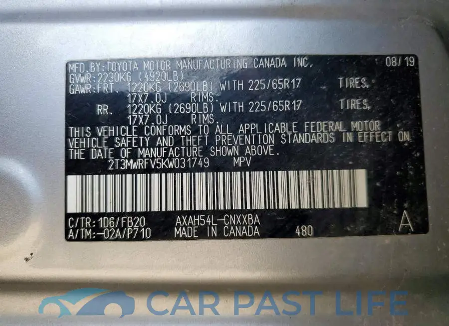 2T3MWRFV5KW031749# 12