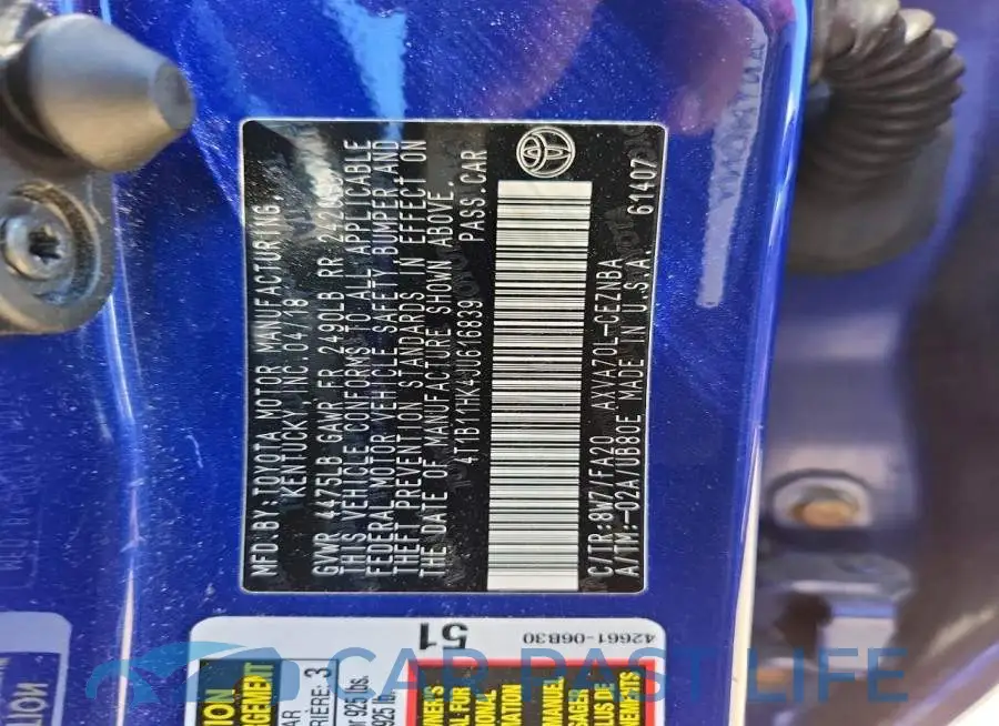 4T1B11HK4JU616839# 13