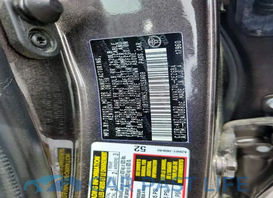 4T1B11HK5JU155408# 13